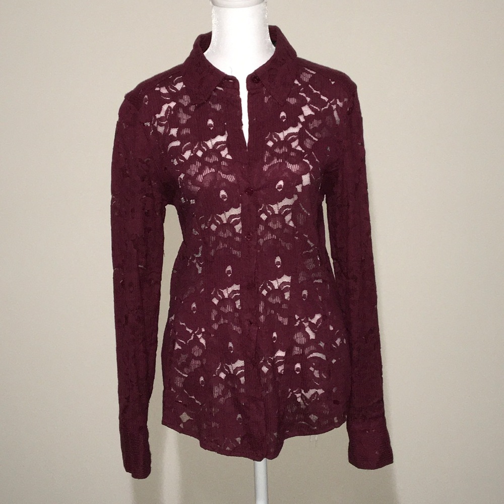 EUC NY&Co Overlay See through Blouse